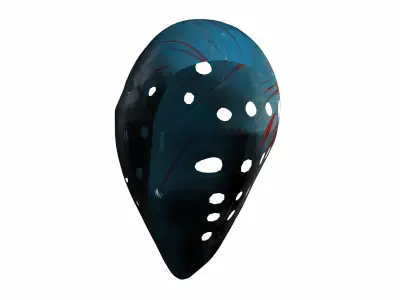 Low-poly blue hockey goalie mask Low-poly 3D model