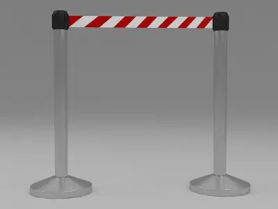 Barriers 5 metal barrier with stripes 3D model