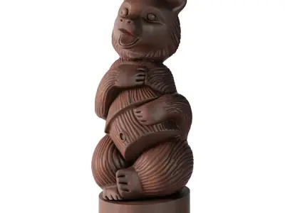Wooden sculpture Bear 3D model