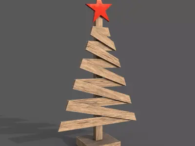 Christmas tree Wooden decor Low-poly 3D model