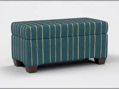 Pembroke storage bench indigo blue stripe Low-poly 3D model