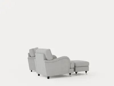 Howard Classic Sofa Group 3 5 Seater Armchair Footstool Gray Low-poly 3D model