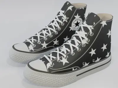 Basketball Leather Shoes Converse All star Black Stars 3D model