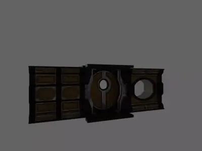 LARGE WALLS and DOOR STEAMPUNK PACKAGE - RogueFilmProductions Low-poly 3D model