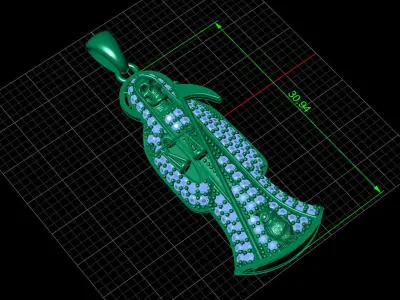  santa muerte holy death small size pendant 3D STL 3DM skull 3D print model