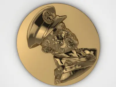 bas-relief of a military man 3D print model