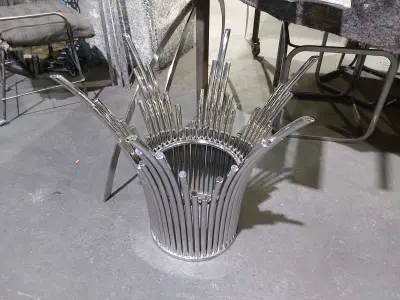 Table modern glass dining with stainless steel base 3D model