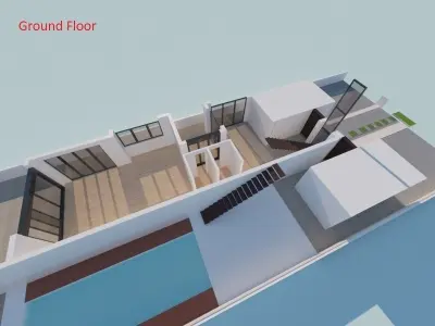 Realistic Villa with interior plan 3D model