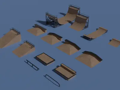 SkatePark Low Poly 48 meshes Free 3D model