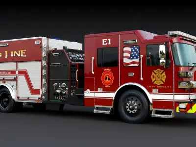 Fire Truck Custom Pumper Doyle Hose Low-poly 3D model