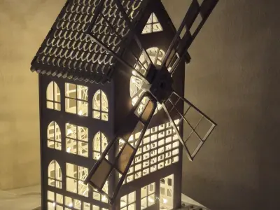 Decoration mill and house 3D model