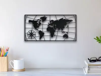 World Map Wall Art 3D print model 4