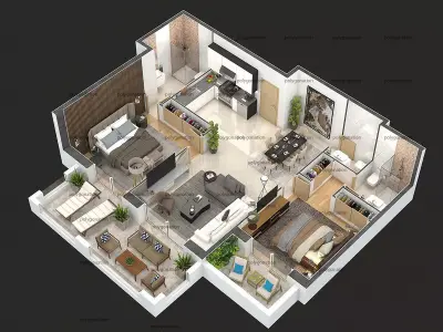detailed floor plan 2020 3D model