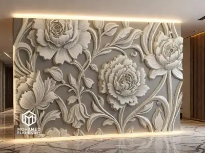 decor set wall panel wall relief mural CNC 42 3D model