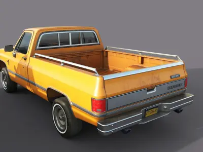 Chevrolet C10 1982 Orange Low-poly 3D model