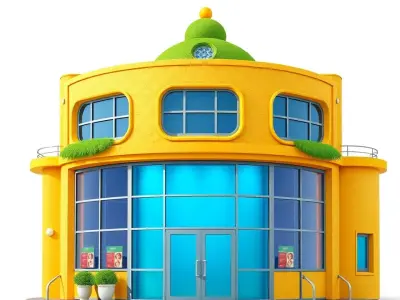 Vibrant Yellow Shopfront model pack Low-poly 3D model