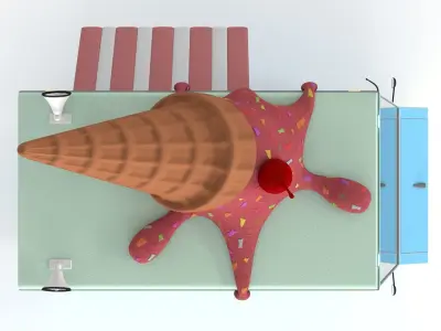 Cartoon Ice Cream Car Low-poly 3D model