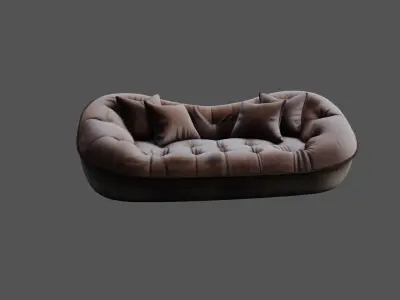 Luxurious Modern Designer Sofa with Plush Cushions 3D model