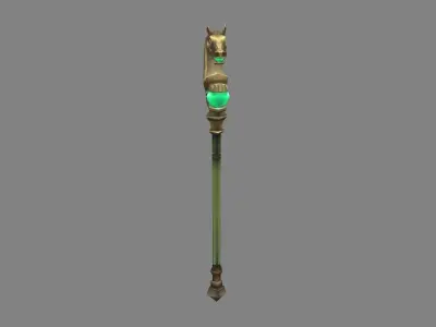 Cartoon Bronze horsehead wand Low-poly 3D model