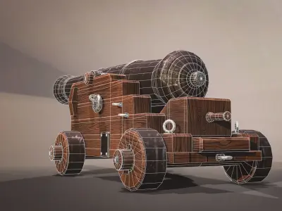 Medieval Cannon Low-poly Game-ready Low-poly 3D model