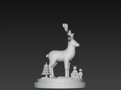 3D Reindeer on Podium Christmas Decoration 3D print model