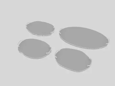 3D wooden trays model Low-poly 3D model
