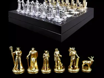 Elf Chess Set - 6 Different Elves Chess Pieces 3D print model