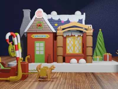 Christmas House 3D or Candy Shop For 3D Printing 3D print model