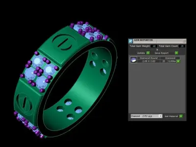 Ring30 two wedding rings in rose gold with diamonds 3D model