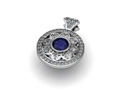womens flower pendant necklace 3D print model