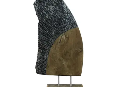 Wooden Wing Sculpture Low-poly 3D model