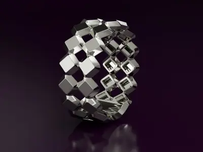2line rhombus Ring  Free 3D print model