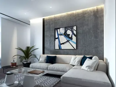 Paris living and dining room interior 3D print model