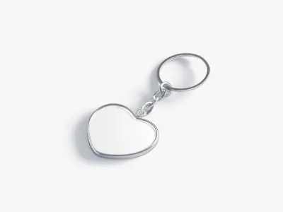White Heart Keychain - key tag holder Low-poly 3D model