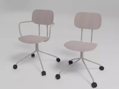 NEW SCHOOL - Trestle-based plywood chair with castors - Free 3D model