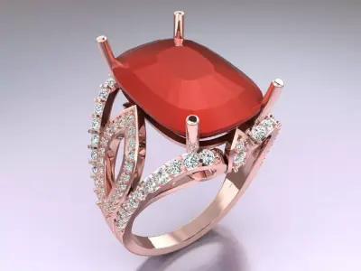 Oval stone ring - Womens  Rings - GN258 3D print model