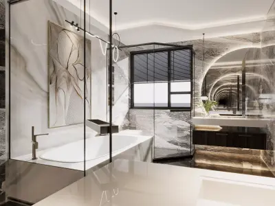 Luxury family bathroom shower room 3D model