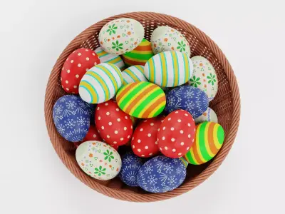 -Easter Eggs in Basket- 3D model