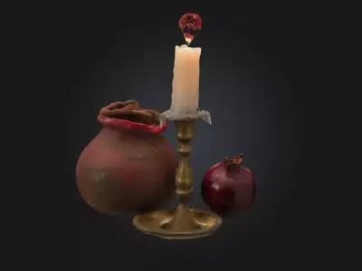Still Life with Candle and Pomegranate  3D model