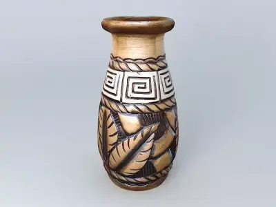 Jarron vase with leaves Free 3D model