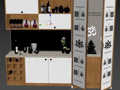 Crockery Unit with Pooja 3D model