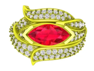 4528 Luxury Fashion Diamond Marquise Women Ring 3D print model