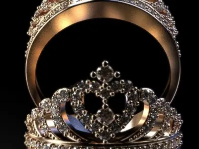 Crown ring Silver Gold  Print 3D print model