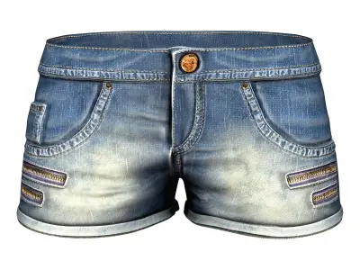 Casual Stylish Short Blue Diesel Jeans Low-poly 3D model