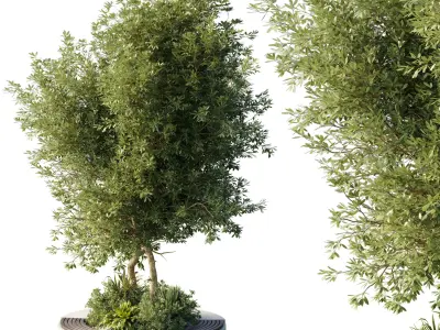 Urban Environment - Urban Furniture - Green Benches  Low-poly 3D model