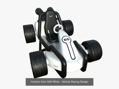 10 Cartoon Karts White Collection - Vehicle Racing Design 3D Model Pack