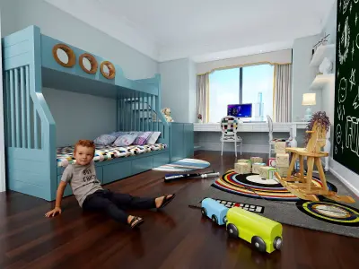 Realistic European children room 3D model