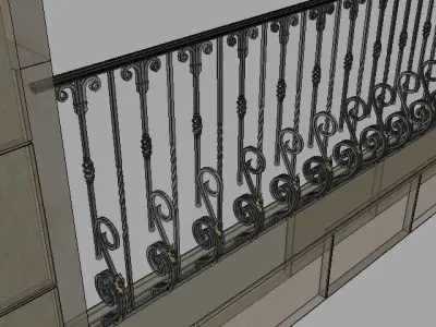 Wrought iron hand rail 3D model