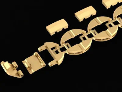 Luxury Chain Link Gold Bracelet for Men 2550 3D print model