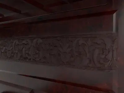 Renaissance style bed 2 Low-poly 3D model